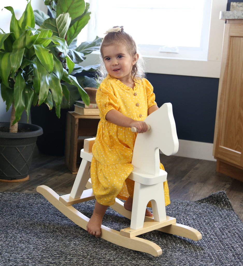 Wooden Rocking Horse Toddler Toy, Solid Pine, Ages 1–3