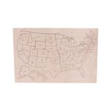 USA States Map Wooden Floor Puzzle with Frame, 20" Wide, Amish-Made