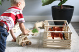 Amish-Made Wooden 2-Stall Horse Stable Toy with Sliding Doors