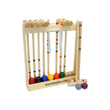 Deluxe 8-Player Wooden Croquet Game Set with Carry Bag or Wooden Holder