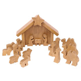 amishtoybox.live Wooden Nativity Manger Scene Set, 14 Pieces