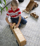 Large Semi Truck and Trailer Wooden Toy Set - with 30 Building Blocks