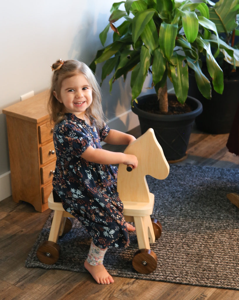 amishtoybox.live Wooden Riding Horse Toddler Ride-on Toy, Amish-Made