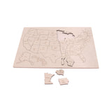 USA States Map Wooden Floor Puzzle with Frame, 20" Wide, Amish-Made