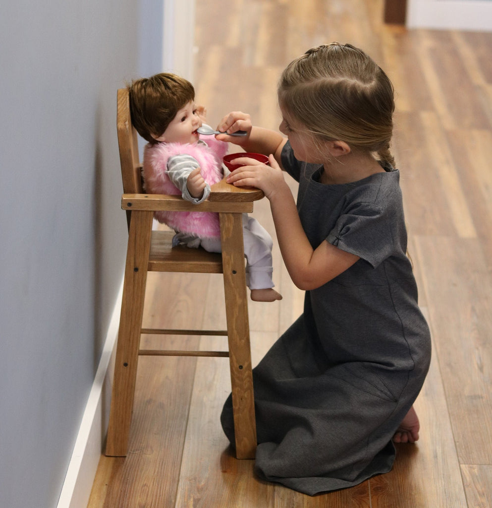 Amish-Made "Rebekah's Collection" Wooden Doll High Chair Toy