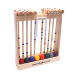 Deluxe 8-Player Wooden Croquet Game Set with Carry Bag or Wooden Holder