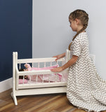 Amish-Made Wooden Deluxe Doll Swinging Cradle with Bedding