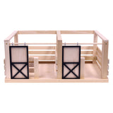 Amish-Made Wooden 2-Stall Horse Stable Toy with Sliding Doors