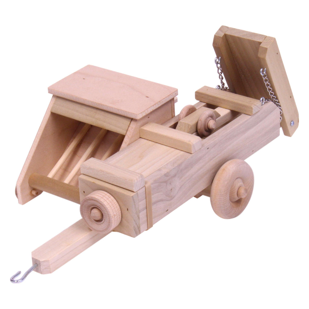 Amish-Made Wooden Hay Baler Toy with Folding Bale Chute