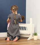 Amish-Made Wooden Deluxe Doll Swinging Cradle with Bedding