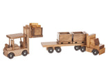 Large Wooden Truck & Bin Trailer with Forklift Toy Set, Amish-Made