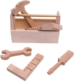 Kid's Play Tool Box Toy Set, 6 Piece Wooden Toy Tool Set, Unfinished